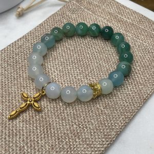 Green Fields w/ Gold Cross & Crown